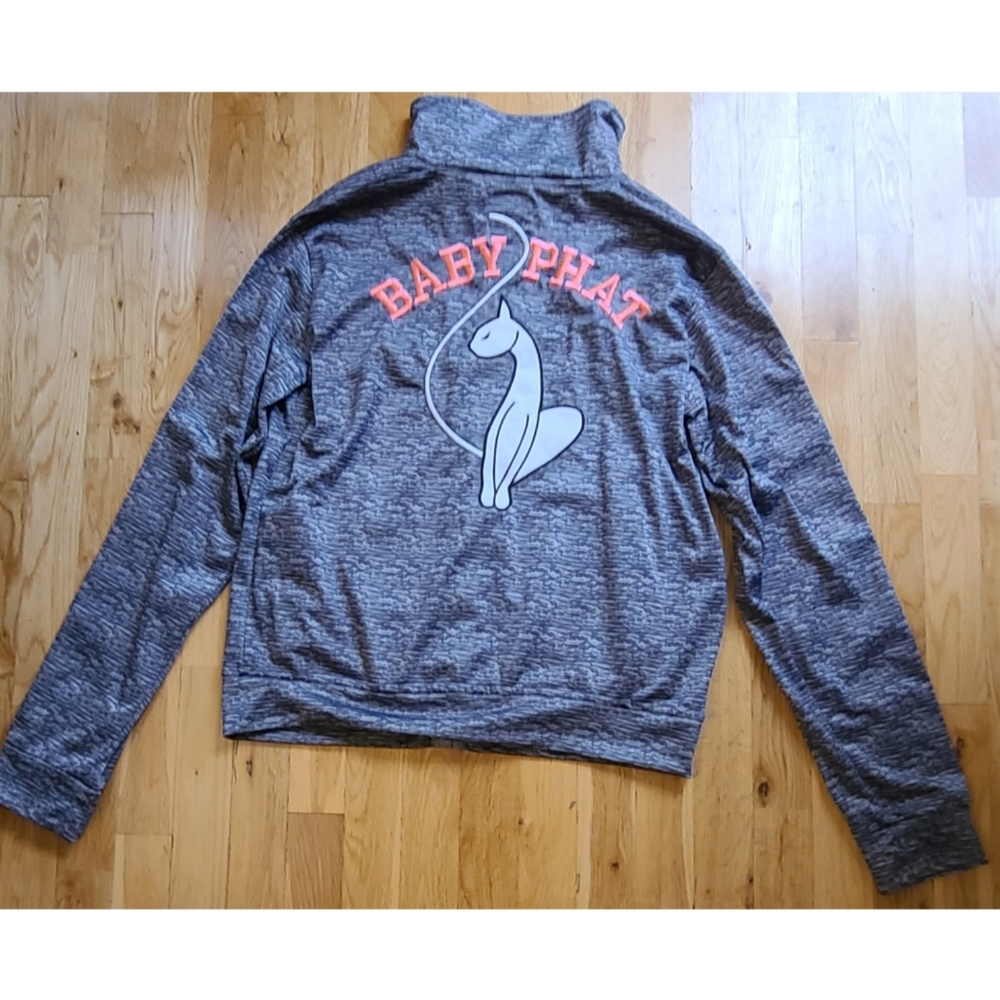 Baby Phat Womens 1X Gray Zip-Up With Large Logo & Pockets Y2K 90's Streetwear